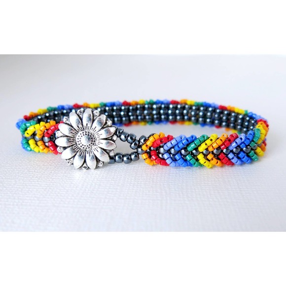 Sunshine Rainbow Pride - Chevron Tennis Bracelet - Gay Pride Bracelet - Picture 2 of 4